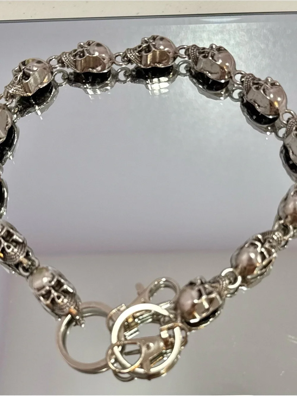 New Silver Skull Bag Chain 18 inches